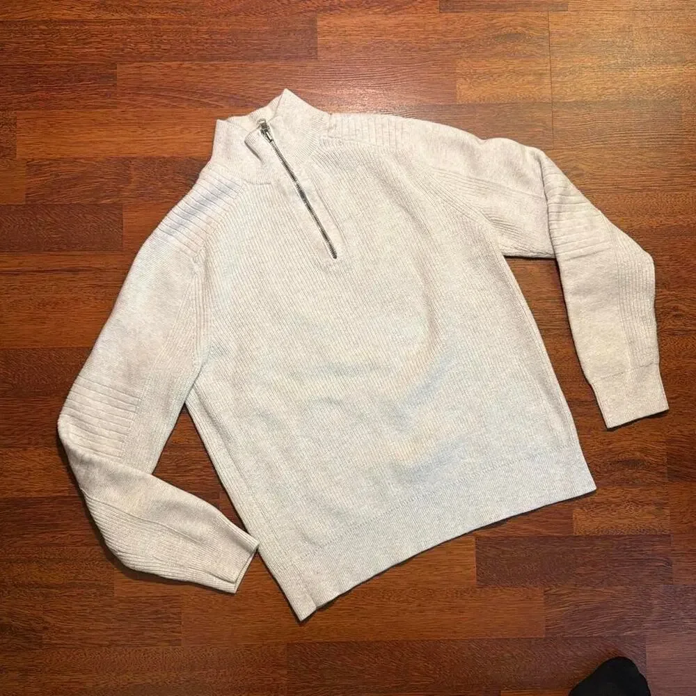 vintage Express mens ribbed quarter zip sweater